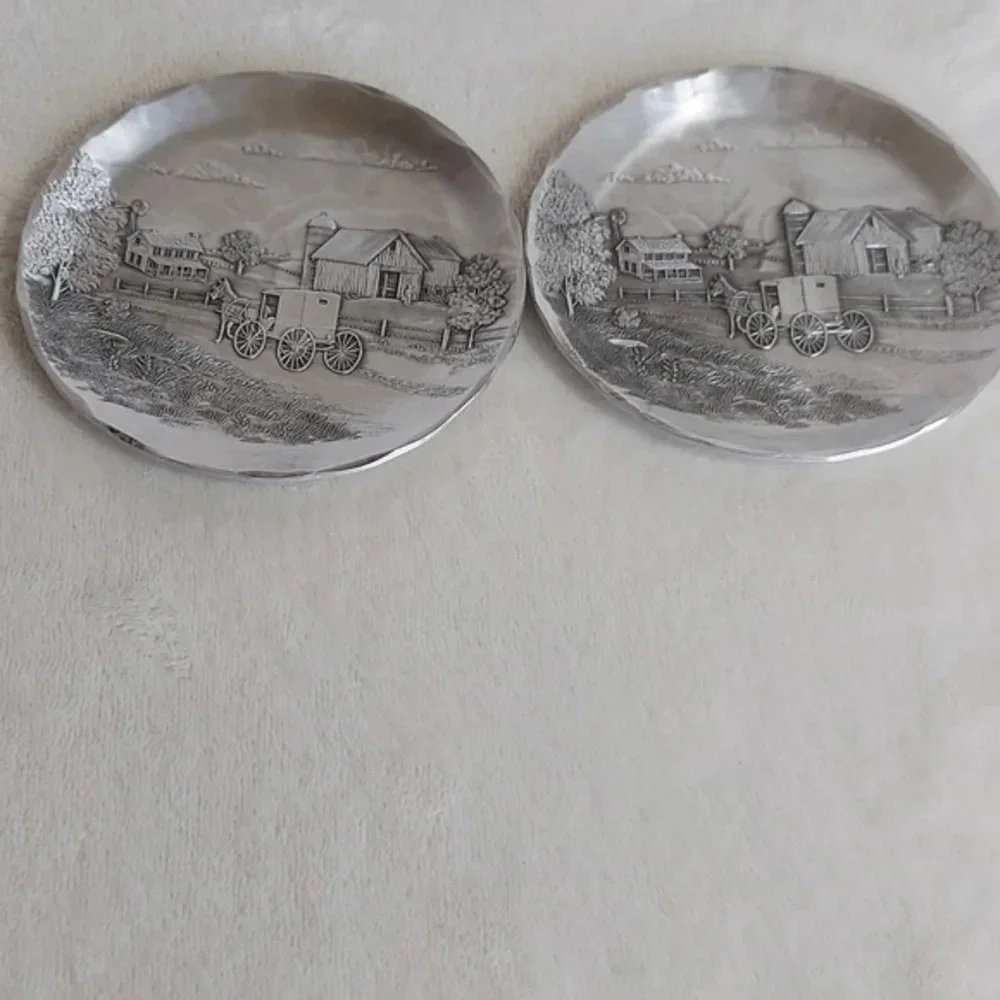 Wendell August Hammered‎ Aluminum Coming Home Coasters Set of 2
